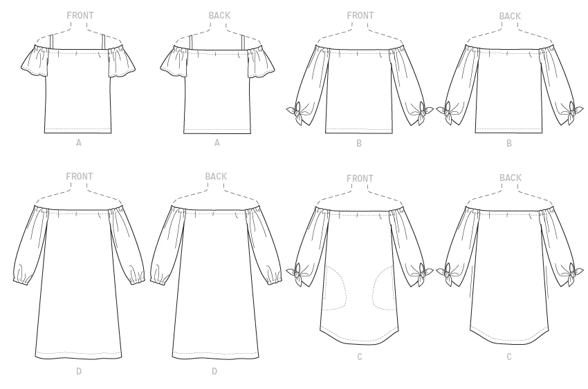 McCall's Sewing Pattern Misses' Off-the-Shoulder Tops, Tunic and Dress (PDF) 9 McCall's Sewing Pattern Misses' Off-the-Shoulder Tops, Tunic and Dress (PDF)