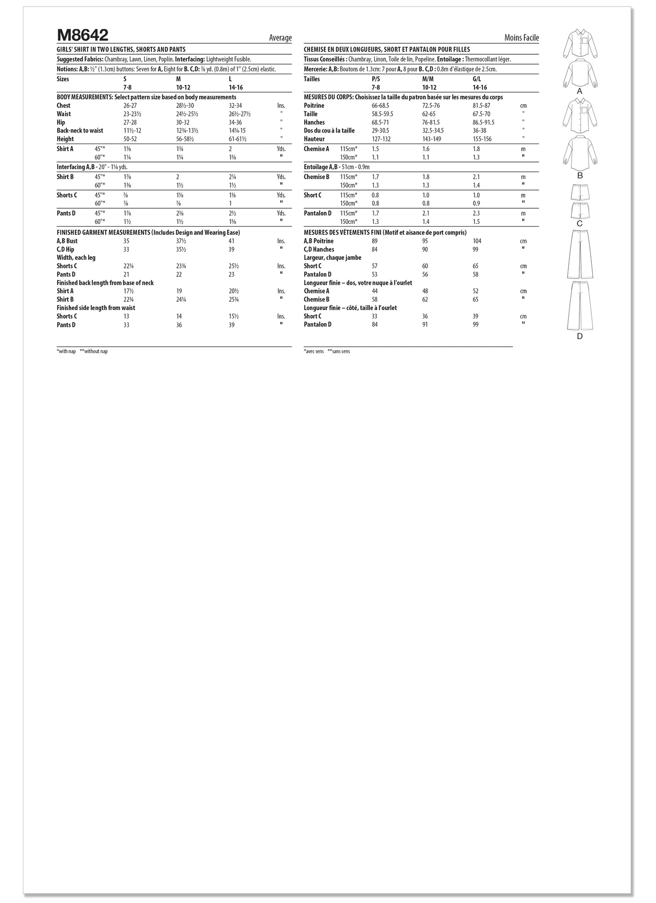 McCall's Sewing Pattern Girl's Shirt in Two Lengths, Shorts and Pants (PDF) 7 McCall's Sewing Pattern Girl's Shirt in Two Lengths, Shorts and Pants (PDF)