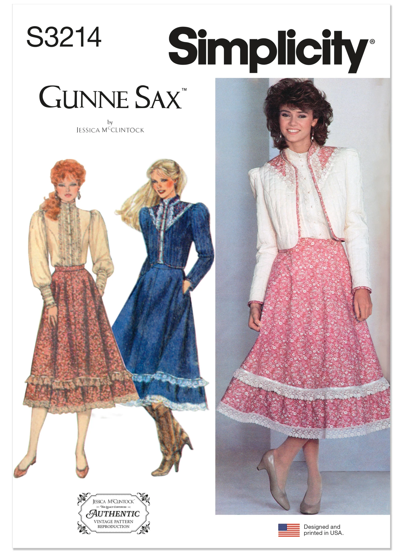 Simplicity Sewing Pattern 1980s Misses' Skirt, Blouse and Unlined Quilted Jacket by Gunne Sax by Jessica McClintock (PDF) 1 Simplicity Sewing Pattern 1980s Misses' Skirt, Blouse and Unlined Quilted Jacket by Gunne Sax by Jessica McClintock (PDF)