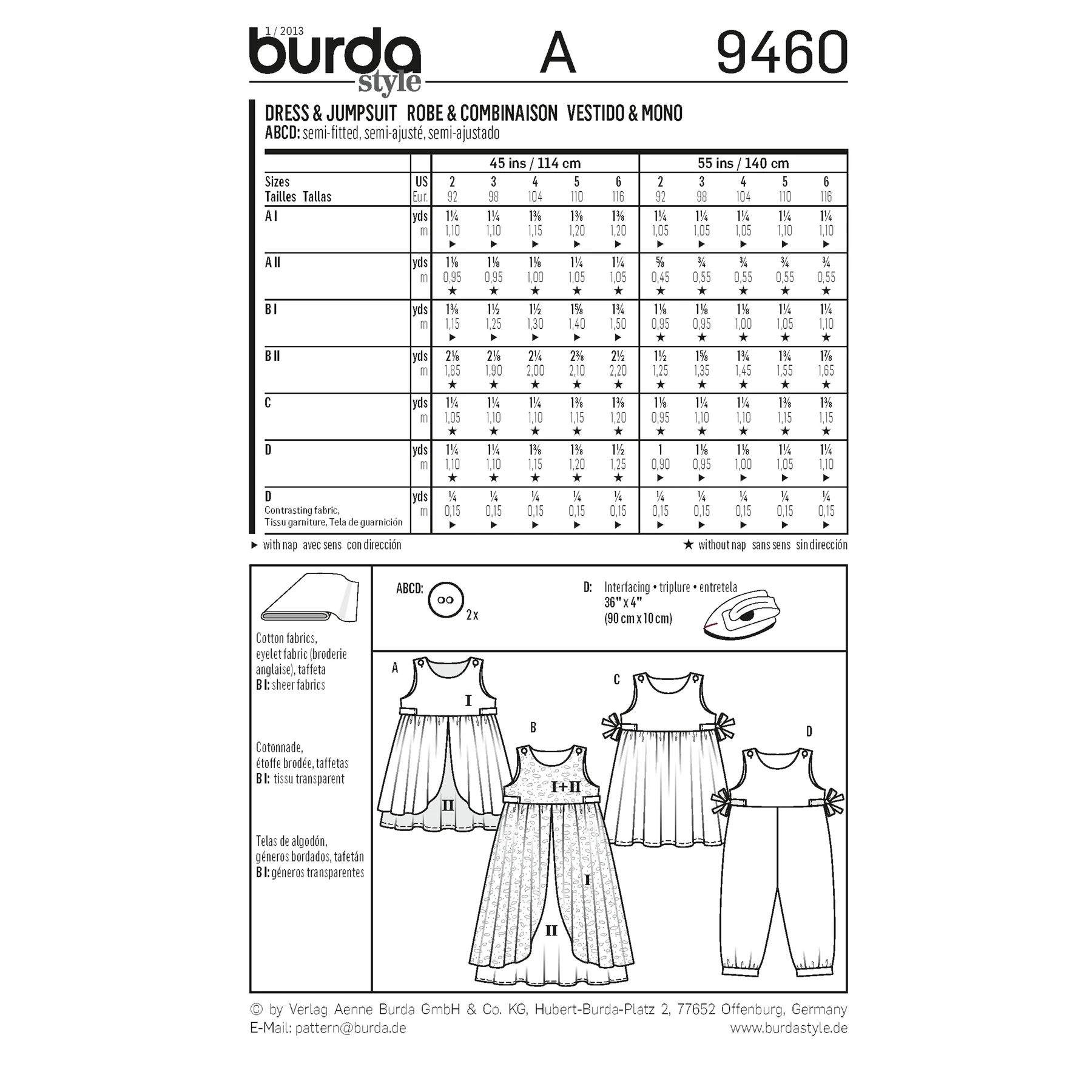 Burda Style Sewing Pattern Dress & Jumpsuit