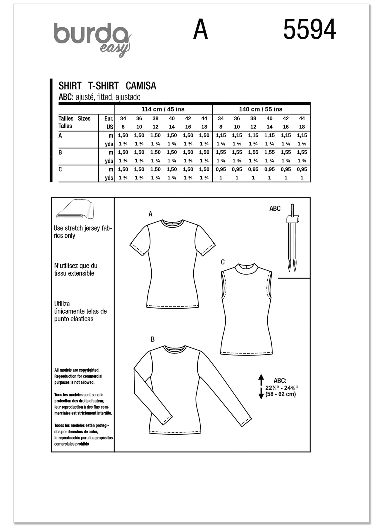 Burda Style Pattern 5594 Misses' Tops 12 Burda Style Pattern 5594 Misses' Tops