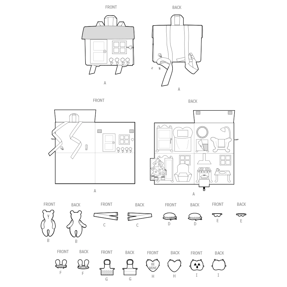 Simplicity Sewing Pattern Doll House Backpack with Bear 14 Simplicity Sewing Pattern Doll House Backpack with Bear