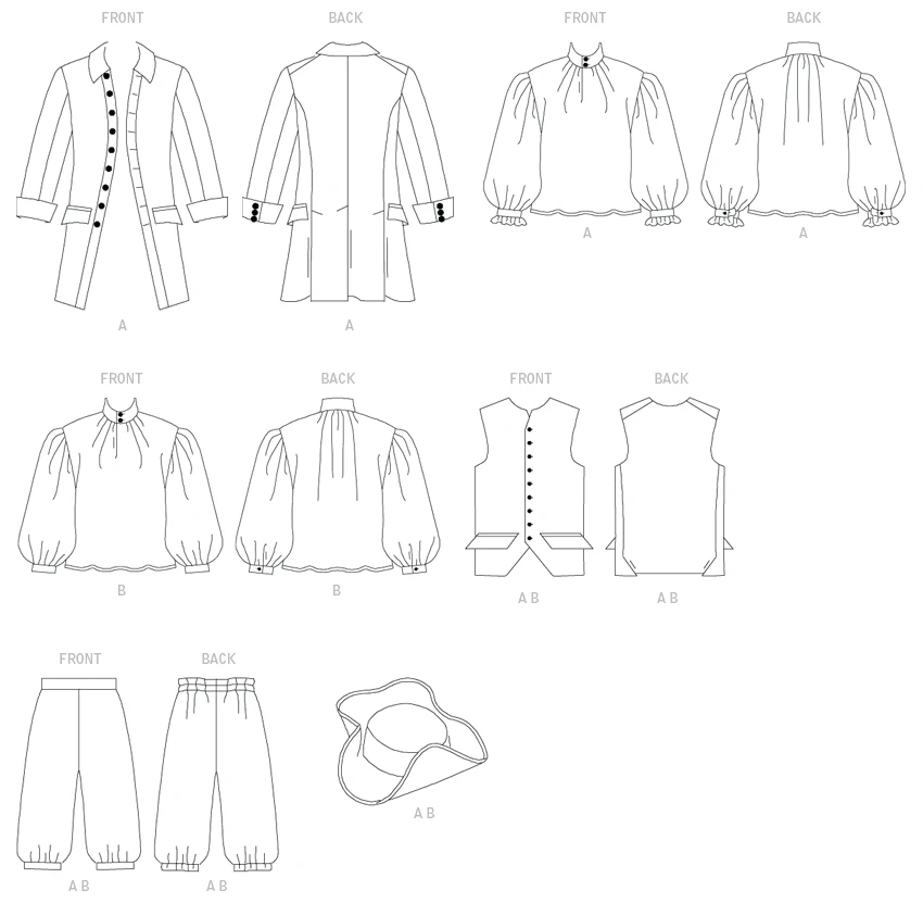 Butterick Sewing Pattern Coat, Vest, Shirt, Pants and Hat 4 Butterick Sewing Pattern Coat, Vest, Shirt, Pants and Hat