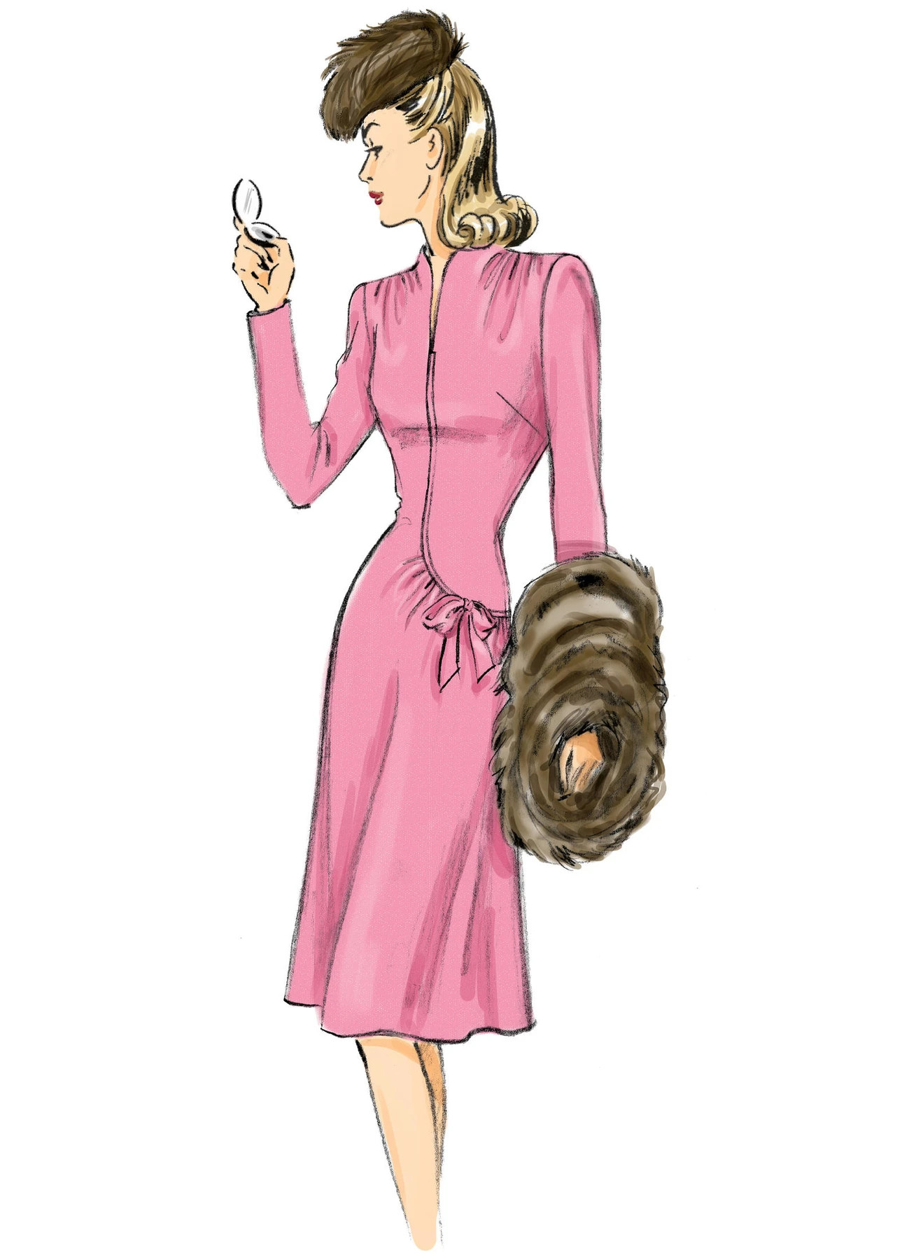 Butterick Sewing Pattern 1940s Misses' Swan-Neck or Shawl Collar Dresses with Asymmetrical Gathers (PDF) 3 Butterick Sewing Pattern 1940s Misses' Swan-Neck or Shawl Collar Dresses with Asymmetrical Gathers (PDF)