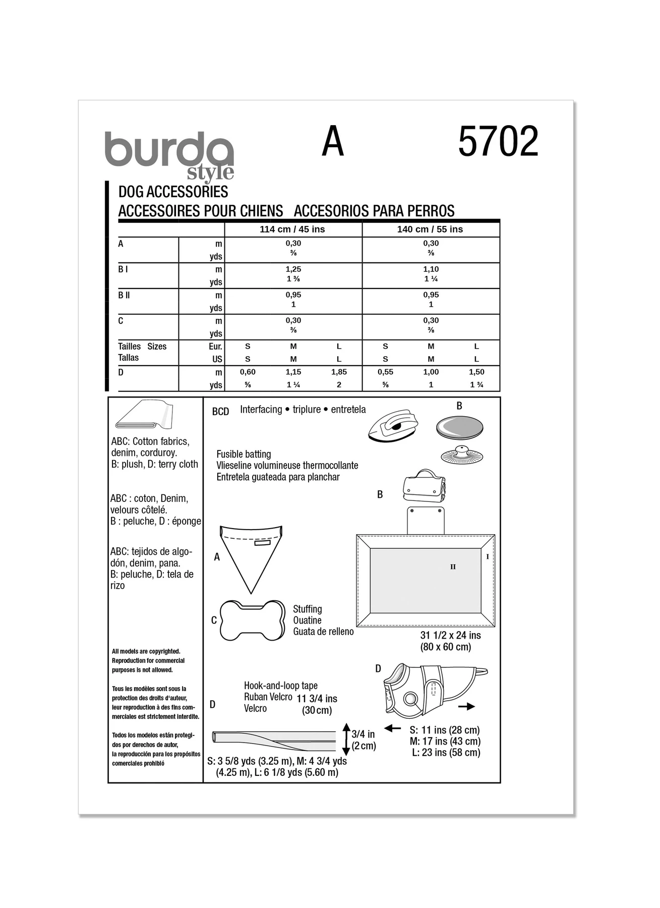 Burda Style Sewing Pattern 5702 Pet Accessories 11 Burda Style Sewing Pattern 5702 Pet Accessories