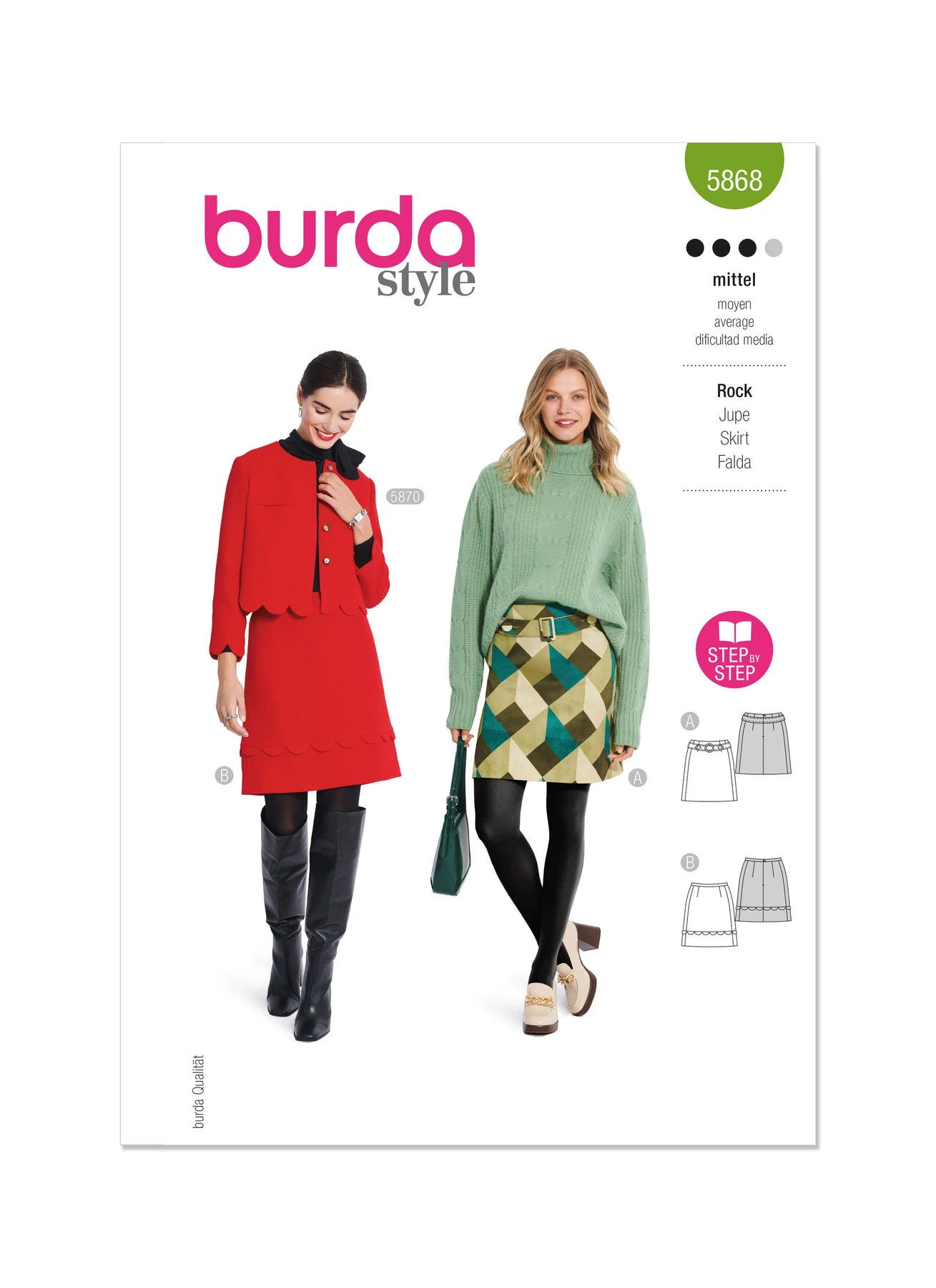 Burda Style Sewing Pattern 5868 Misses' Skirt (PDF)