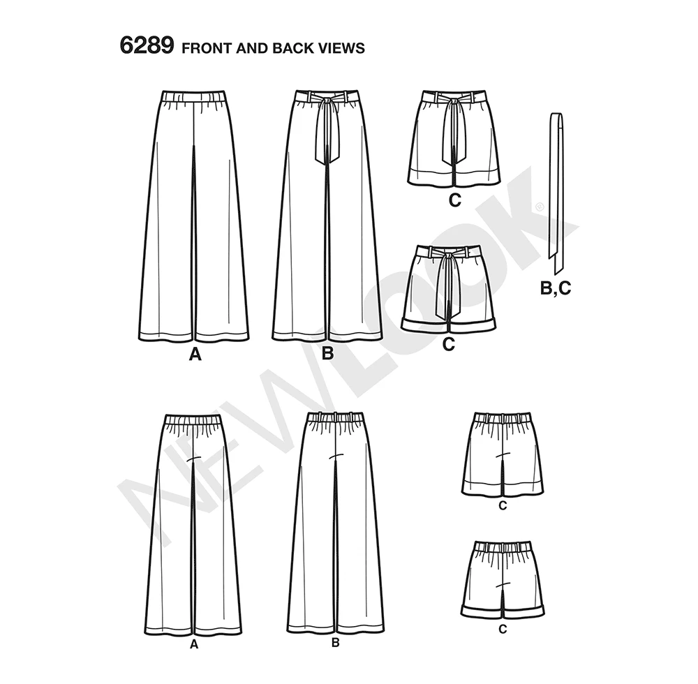 New Look Sewing Pattern Misses' Pull-on Pants or Shorts and Tie Belt 7 New Look Sewing Pattern Misses' Pull-on Pants or Shorts and Tie Belt
