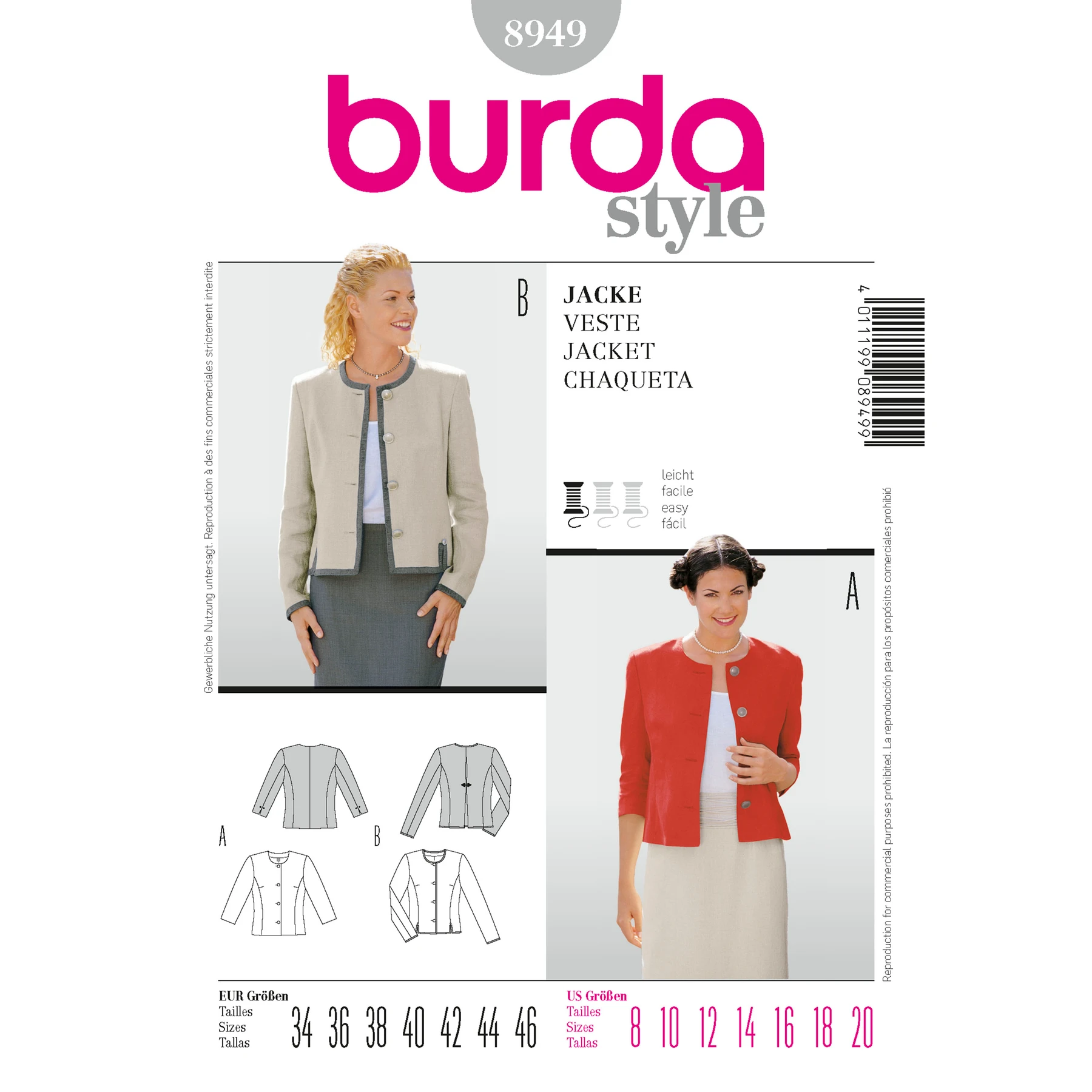 Burda Style Sewing Pattern Jacket