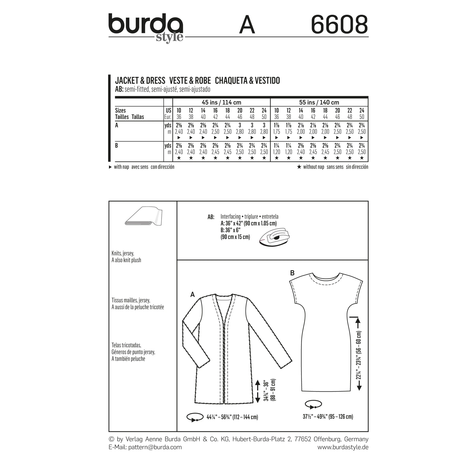 Burda Style Sewing Pattern Jacket and Dress