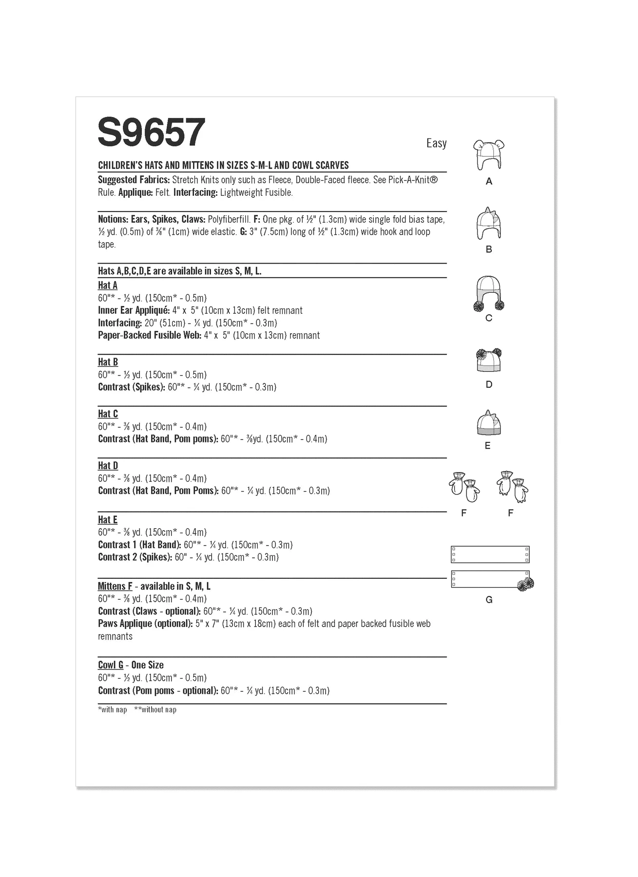Simplicity Sewing Pattern Children's Hats and Mittens and Cowl Scarves 7 Simplicity Sewing Pattern Children's Hats and Mittens and Cowl Scarves