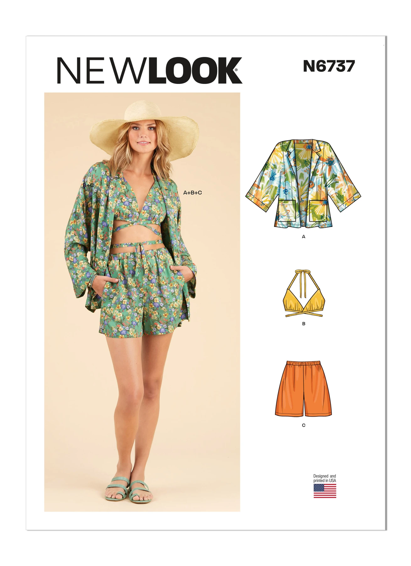 New Look Sewing Pattern Misses' Jacket, Wrap Halter Top and Shorts 1 New Look Sewing Pattern Misses' Jacket, Wrap Halter Top and Shorts