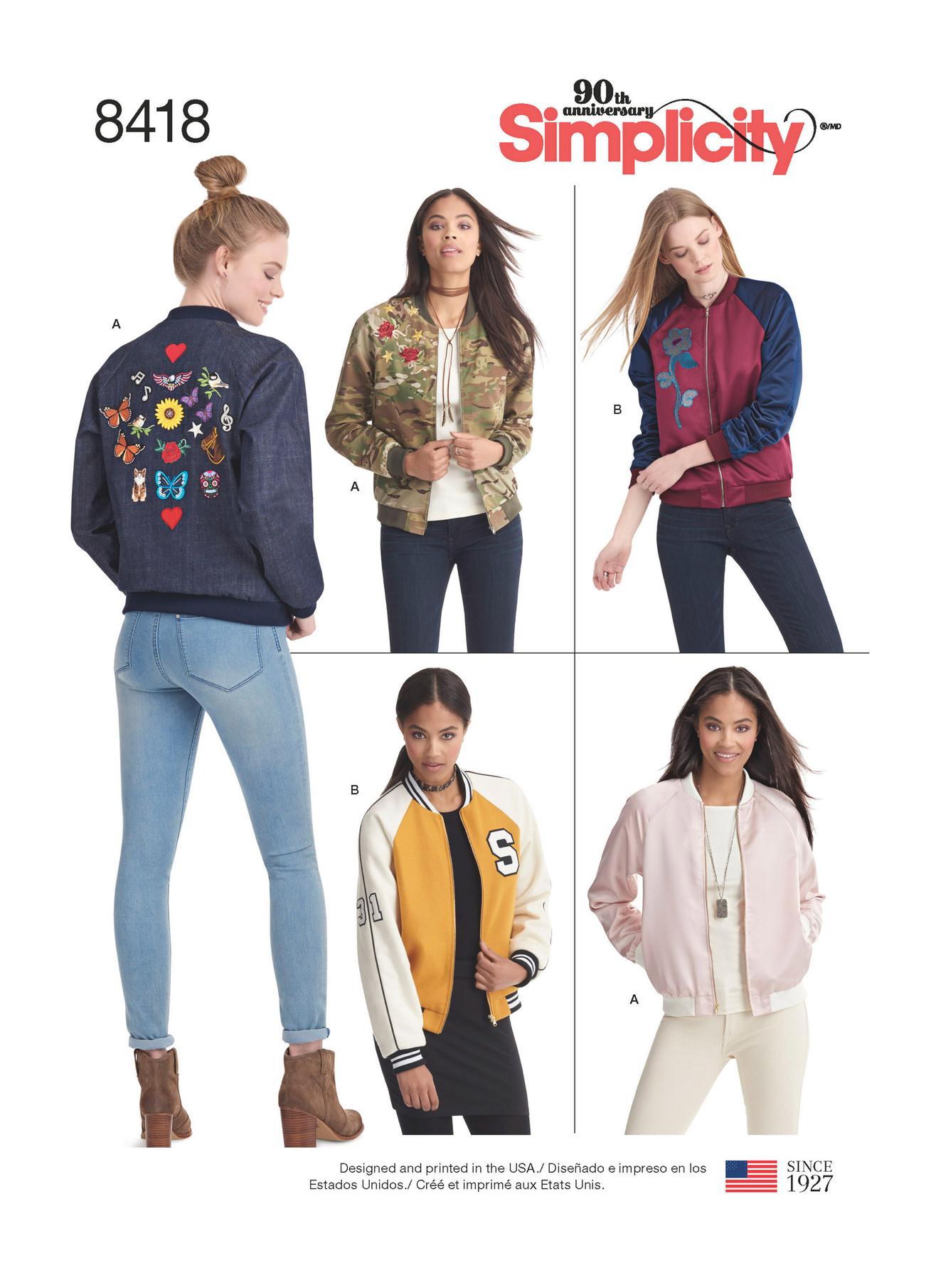 Simplicity Sewing Pattern Misses' Lined Bomber Jacket with Fabric and Trim Variations 1 Simplicity Sewing Pattern Misses' Lined Bomber Jacket with Fabric and Trim Variations