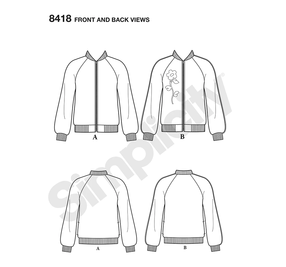 Simplicity Sewing Pattern Misses' Lined Bomber Jacket with Fabric and Trim Variations 10 Simplicity Sewing Pattern Misses' Lined Bomber Jacket with Fabric and Trim Variations