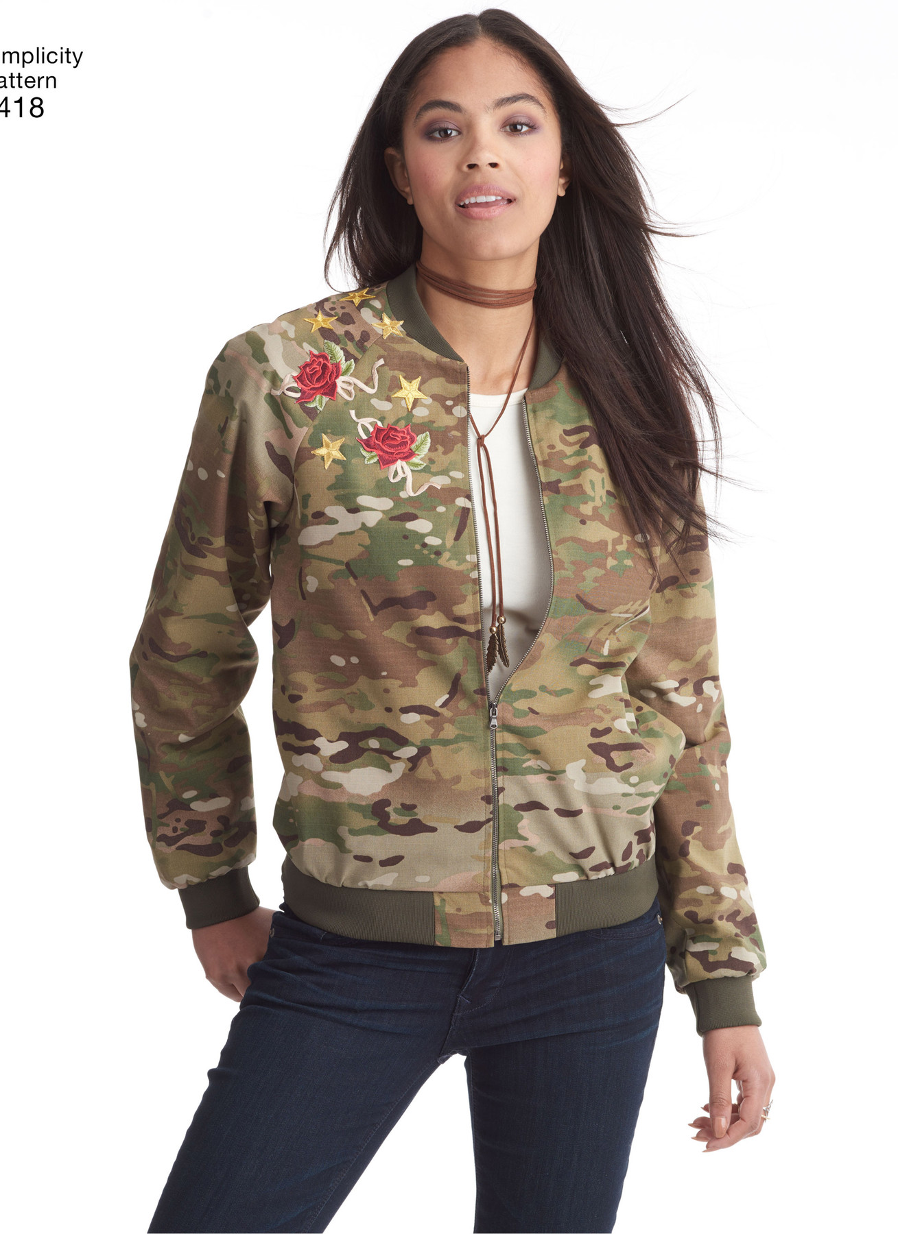 Simplicity Sewing Pattern Misses' Lined Bomber Jacket with Fabric and Trim Variations 2 Simplicity Sewing Pattern Misses' Lined Bomber Jacket with Fabric and Trim Variations