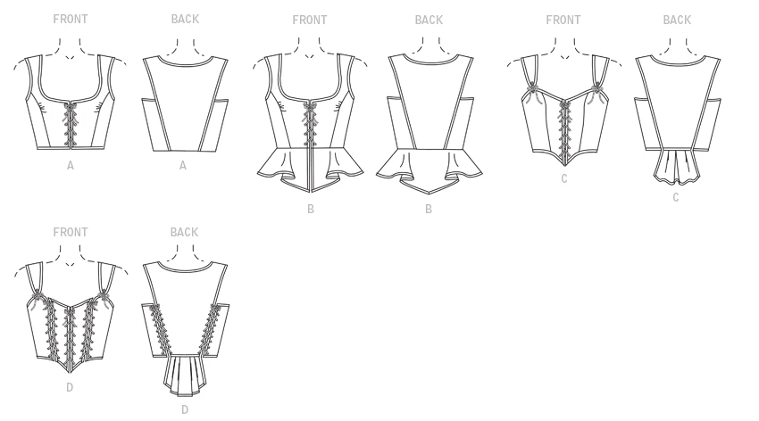 Butterick Sewing Pattern Laced Corsets with Peplum Variations 7 Butterick Sewing Pattern Laced Corsets with Peplum Variations