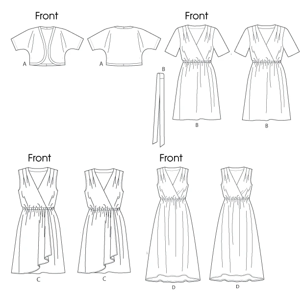 Butterick Sewing Pattern Women's Shrug, Surplice Dresses and Belt (PDF) 7 Butterick Sewing Pattern Women's Shrug, Surplice Dresses and Belt (PDF)