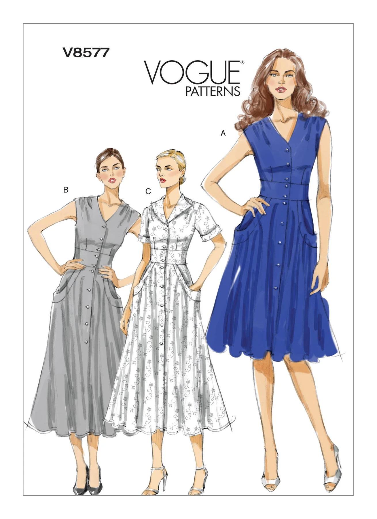 Vogue Patterns Misses' Flared Shirtdresses 1 Vogue Patterns Misses' Flared Shirtdresses