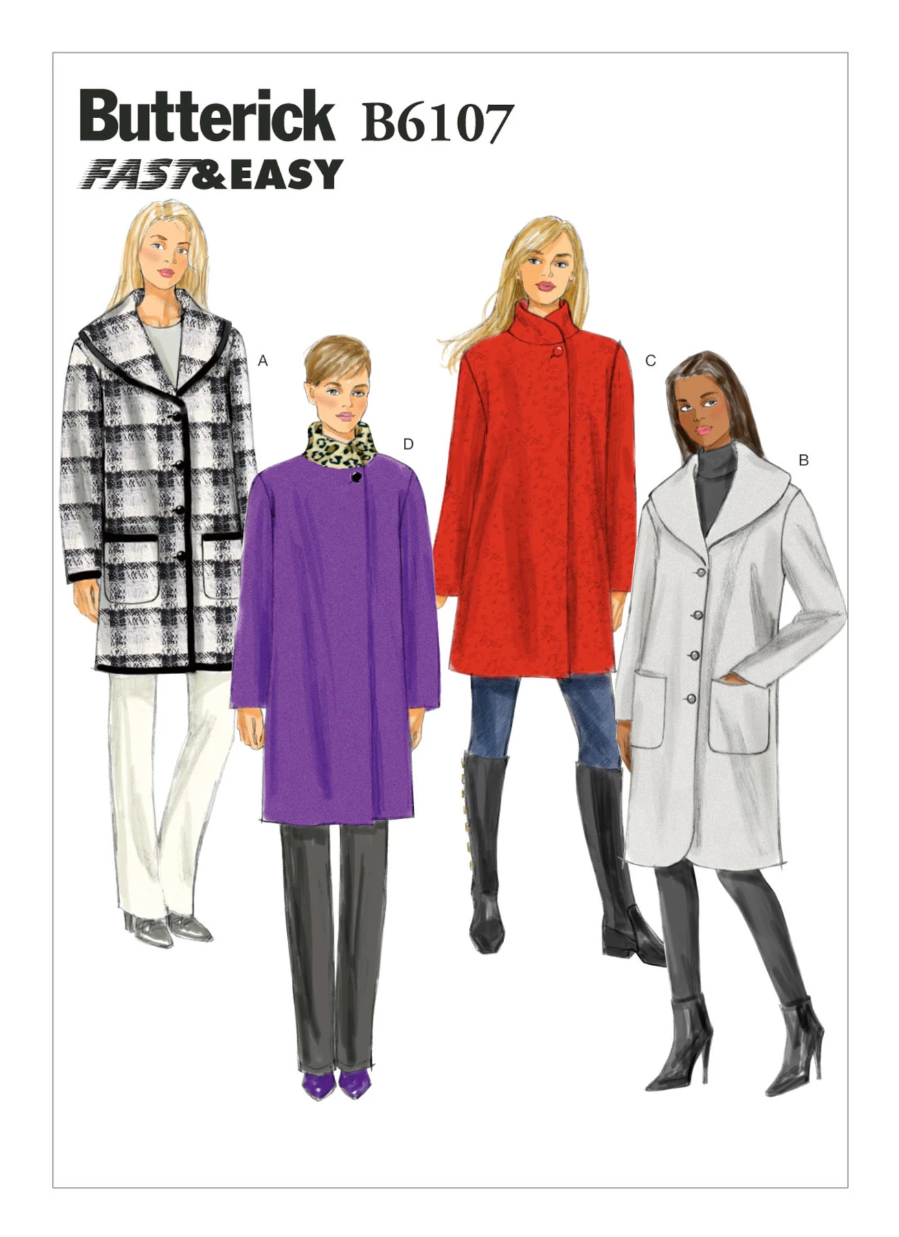 Butterick Sewing Pattern Misses' Stand-Up or Shawl Collar Coats 1 Butterick Sewing Pattern Misses' Stand-Up or Shawl Collar Coats
