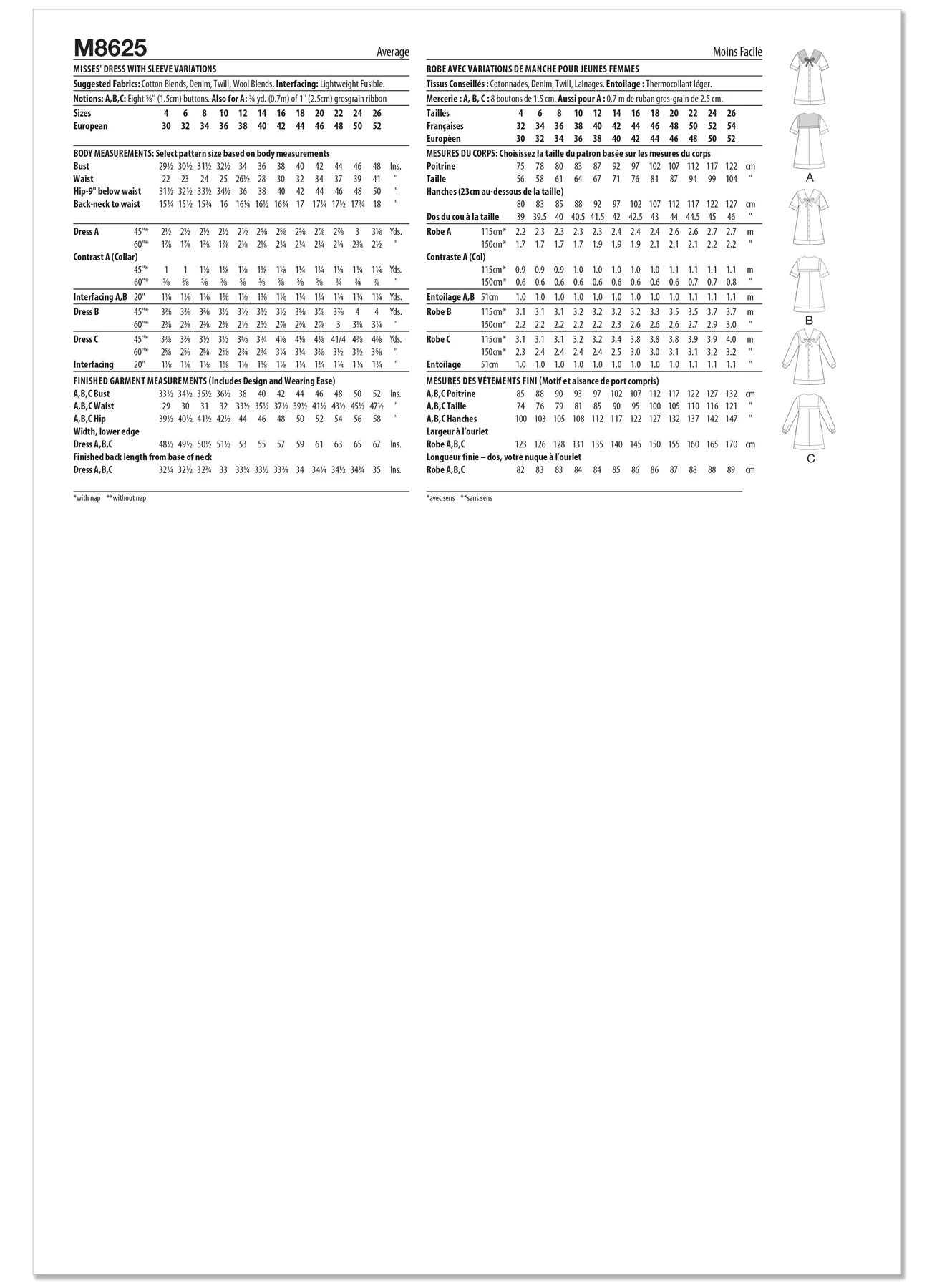 McCall's Sewing Pattern Misses' Dress with Sleeve Variations 7 McCall's Sewing Pattern Misses' Dress with Sleeve Variations