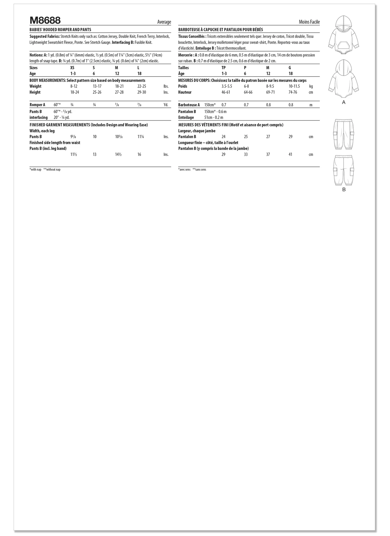 McCall's Sewing Pattern Babies' Hooded Romper and Pants (PDF) 10 McCall's Sewing Pattern Babies' Hooded Romper and Pants (PDF)