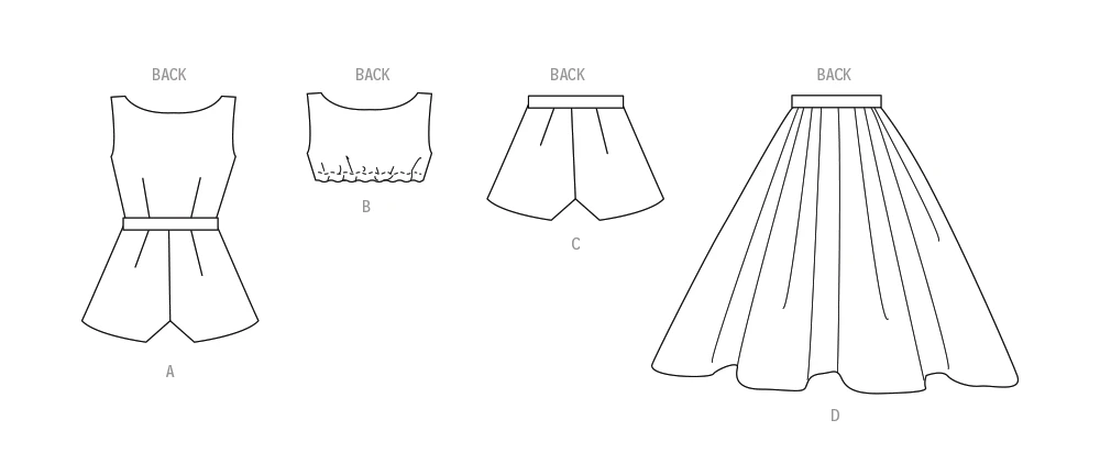 Butterick Sewing Pattern 1950s Misses' Playsuit, Midriff Blouse, Shorts and Skirt 4 Butterick Sewing Pattern 1950s Misses' Playsuit, Midriff Blouse, Shorts and Skirt
