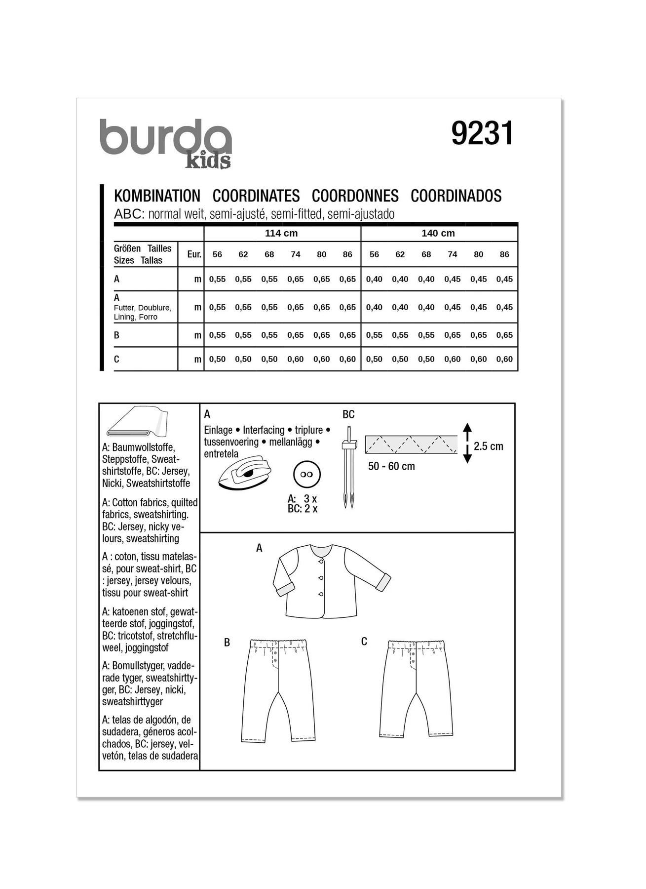 Burda Style Sewing Pattern 9231 Babies' Coordinates (PDF) 8 Burda Style Sewing Pattern 9231 Babies' Coordinates (PDF)