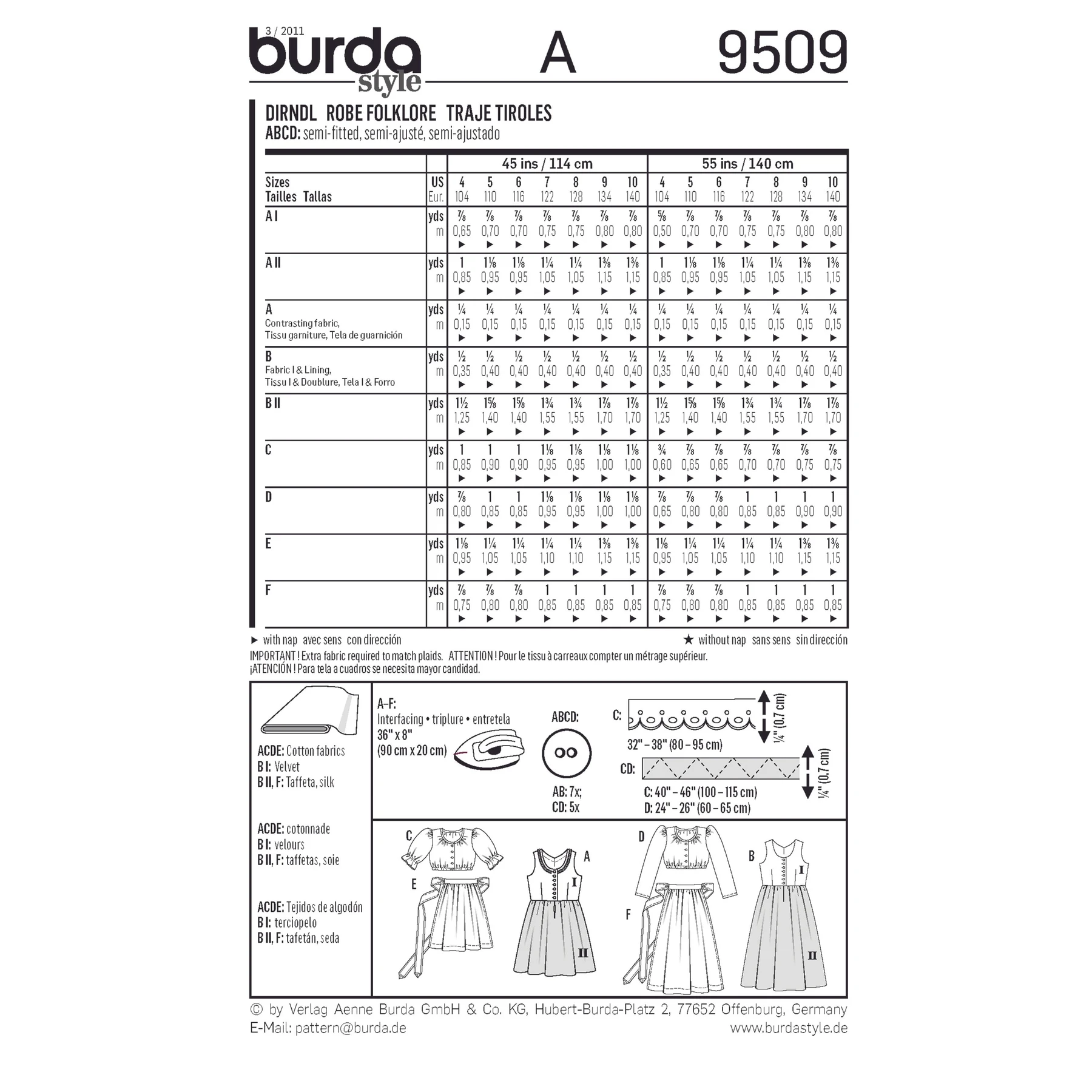 Burda Style Sewing Pattern Dirndl Dress