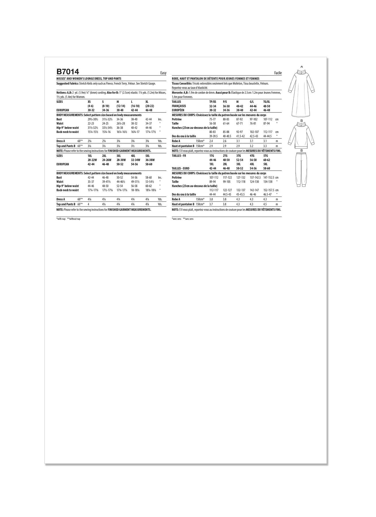 Butterick Sewing Pattern Misses' and Women's Lounge Dress, Top and Pants 7 Butterick Sewing Pattern Misses' and Women's Lounge Dress, Top and Pants