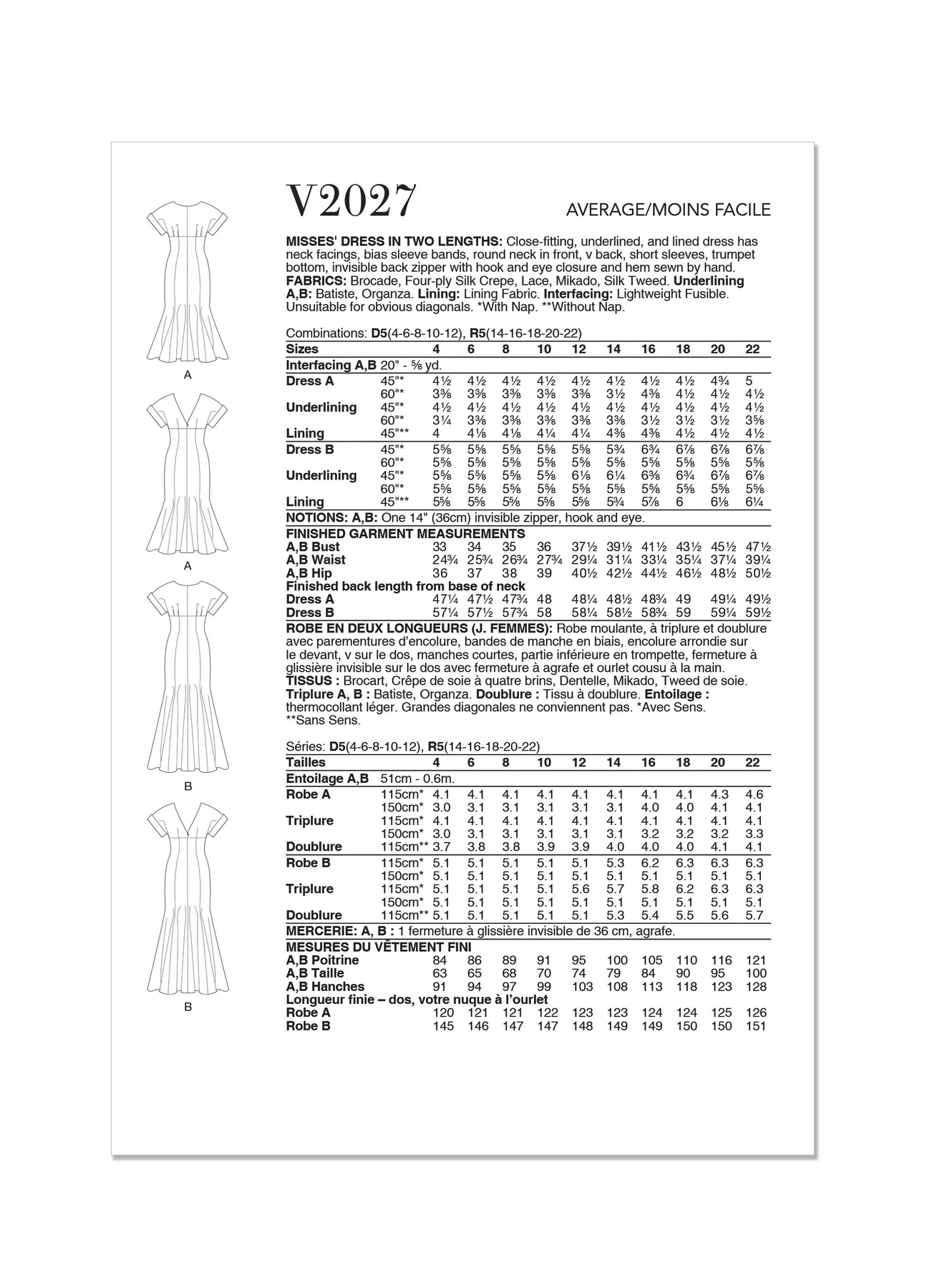 Vogue Patterns Misses' Dress in Two Lengths 6 Vogue Patterns Misses' Dress in Two Lengths