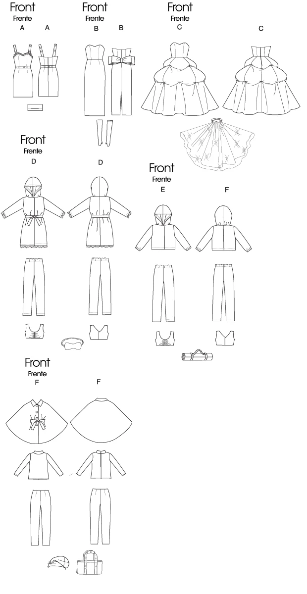 McCall's Sewing Pattern Outfits for 11.5" Doll (PDF) 8 McCall's Sewing Pattern Outfits for 11.5" Doll (PDF)