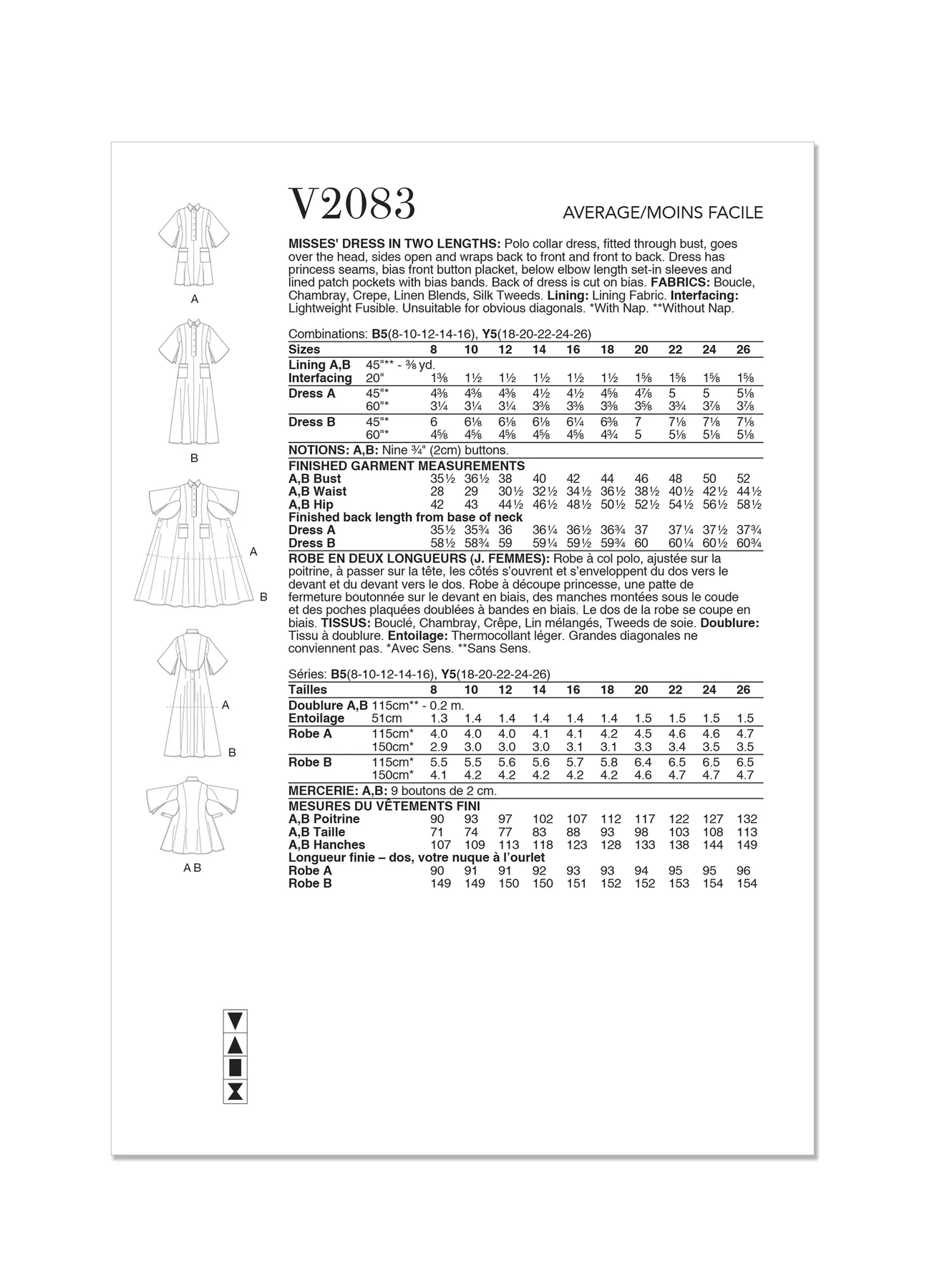 Vogue Patterns Misses' Dress in Two Lengths 8 Vogue Patterns Misses' Dress in Two Lengths