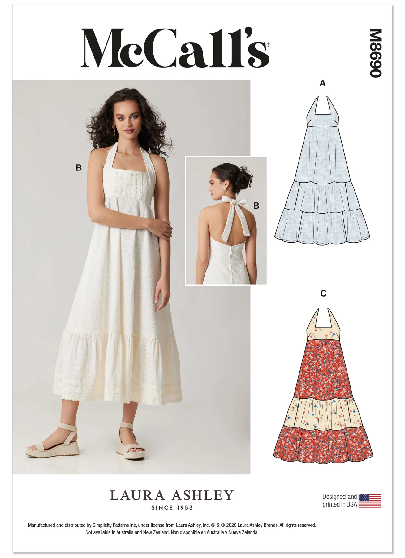 McCall's Sewing Pattern Misses' Halter Dress in Two Lengths by Laura Ashley 1 McCall's Sewing Pattern Misses' Halter Dress in Two Lengths by Laura Ashley