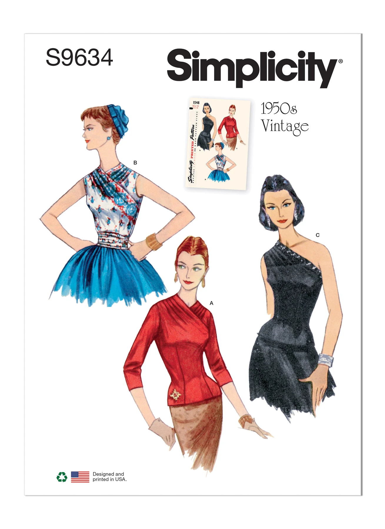 Simplicity Sewing Pattern 1950s Misses' Vintage Blouses and Cummerbund 1 Simplicity Sewing Pattern 1950s Misses' Vintage Blouses and Cummerbund