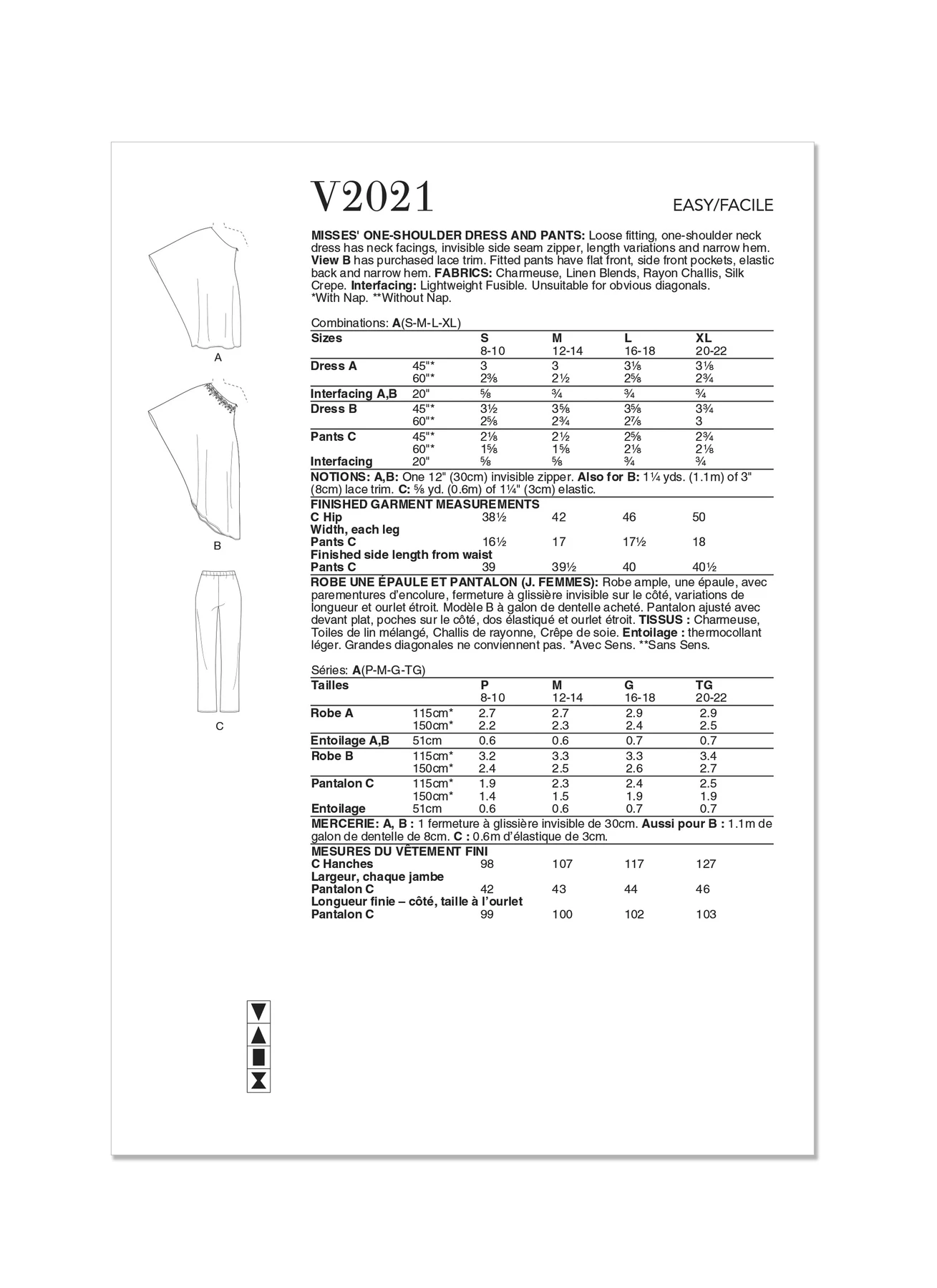 Vogue Patterns Misses' One Shoulder Dress and Pants 6 Vogue Patterns Misses' One Shoulder Dress and Pants