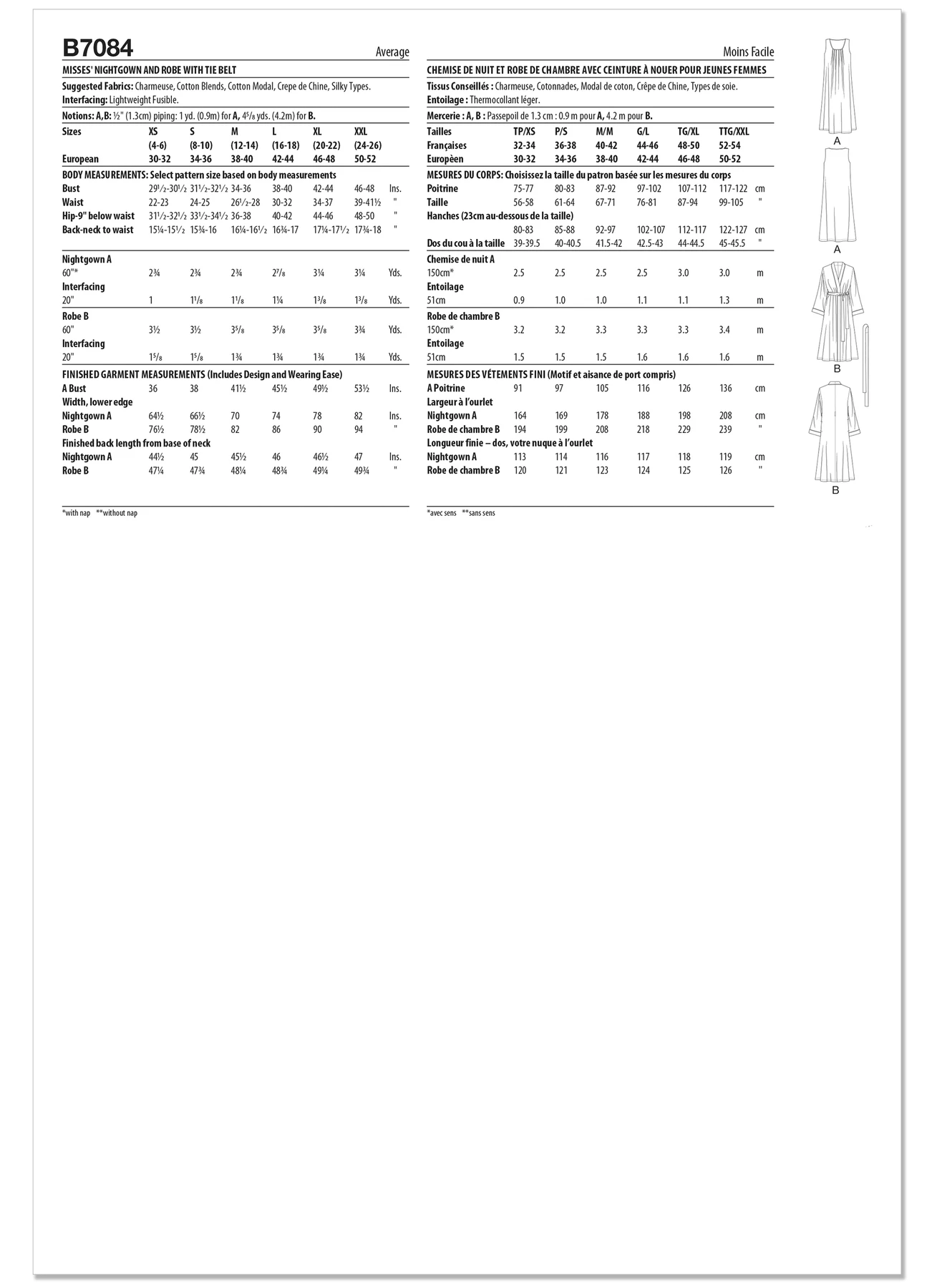 Butterick Sewing Pattern Misses' Nightgown and Robe with Tie Belt (PDF) 6 Butterick Sewing Pattern Misses' Nightgown and Robe with Tie Belt (PDF)