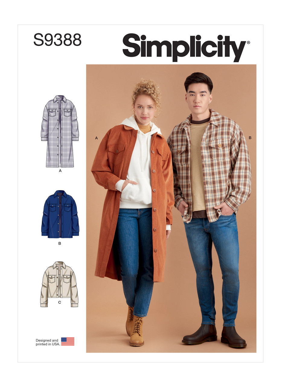 Simplicity Sewing Pattern Unisex Shirt Jackets (PDF) 1 Simplicity Sewing Pattern Unisex Shirt Jackets (PDF)