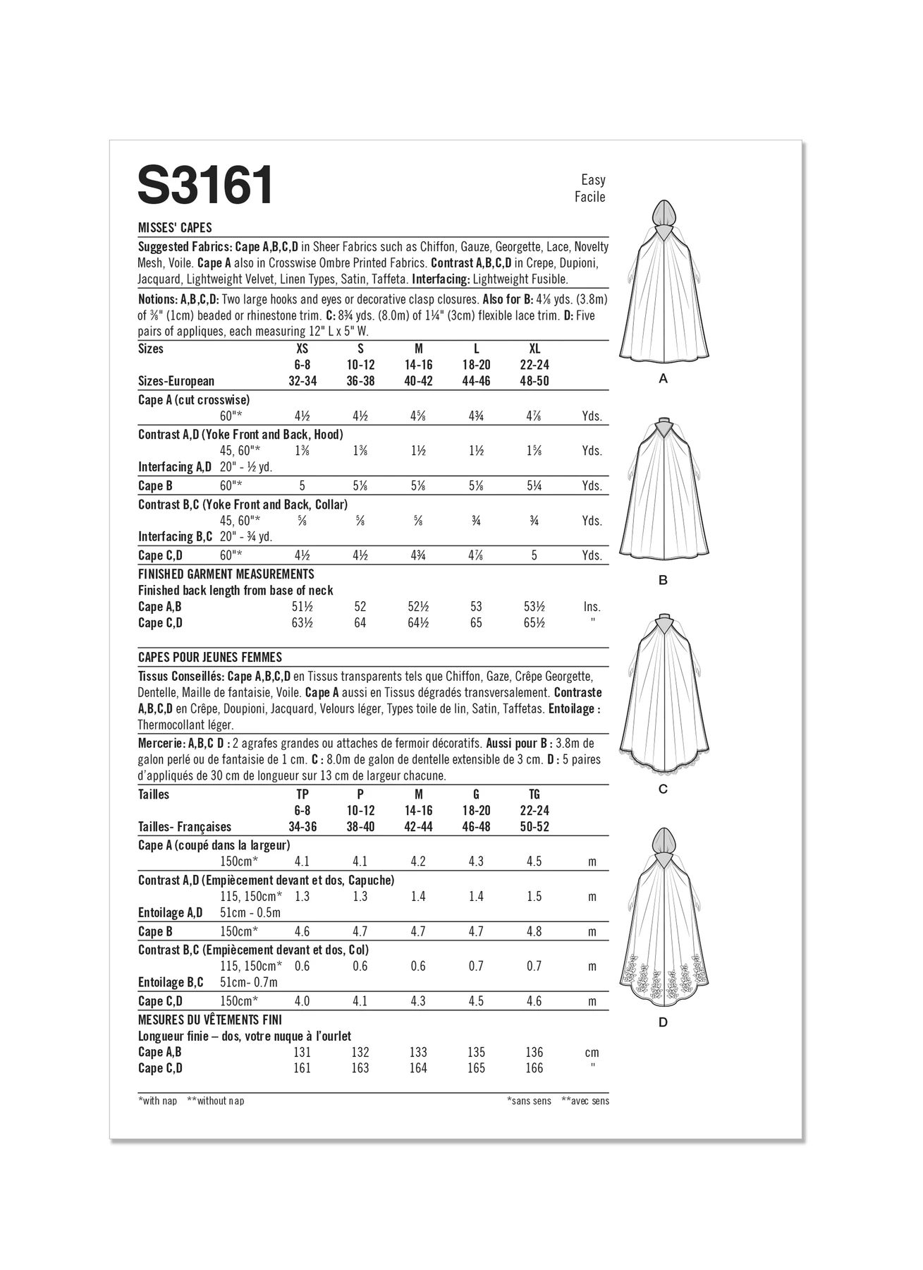 Simplicity Sewing Pattern Misses' Capes 10 Simplicity Sewing Pattern Misses' Capes