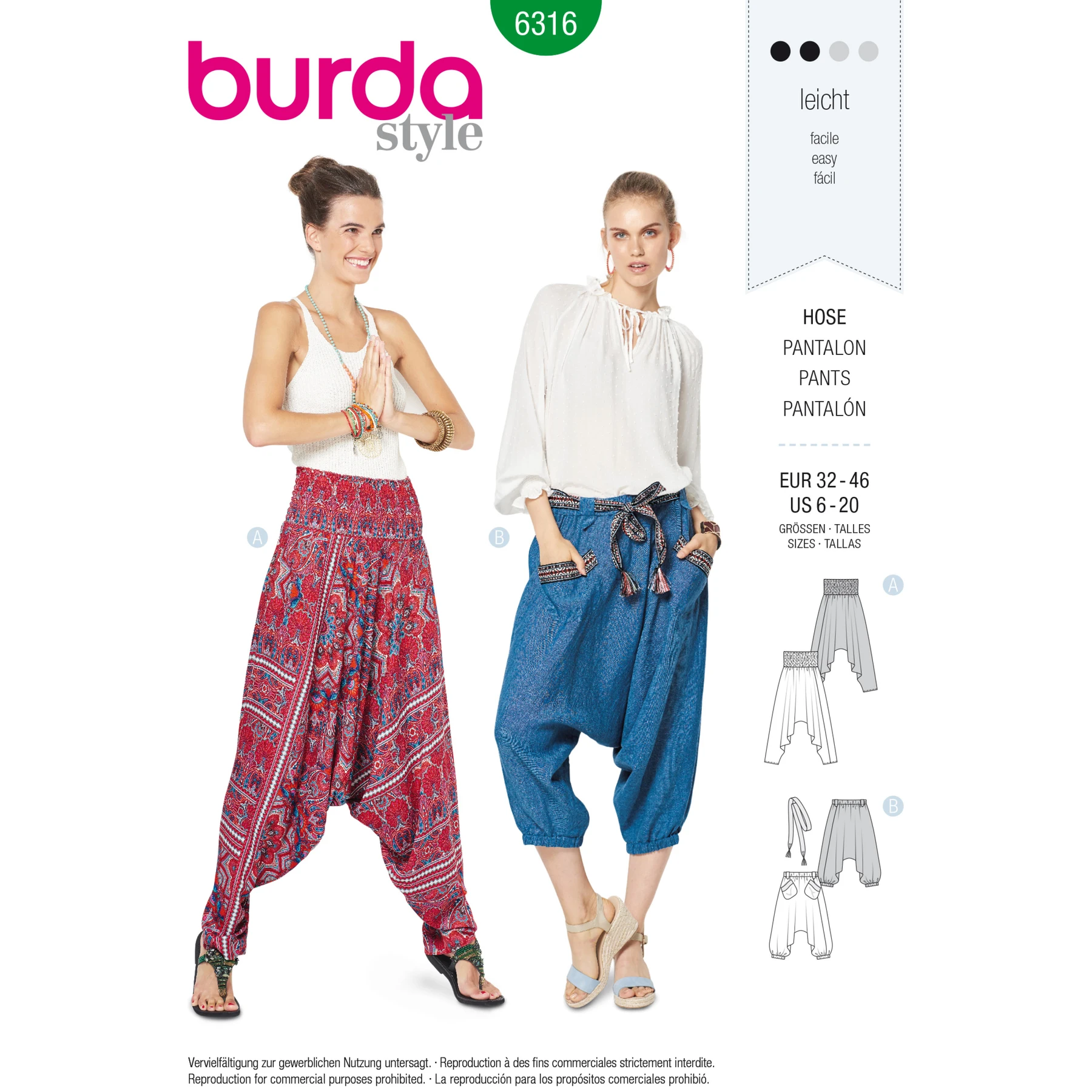 Burda Style Sewing Pattern Misses' Harem Pant