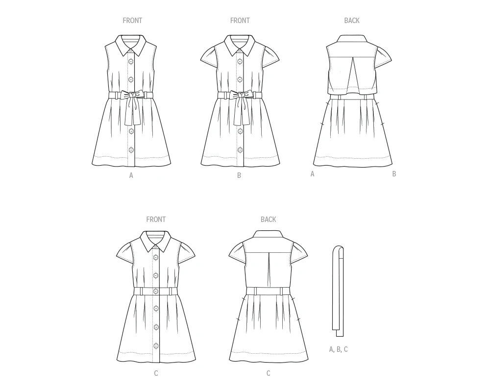 Butterick Sewing Pattern Children's Dress with Sleeve Variations and Tie Belt (PDF) 8 Butterick Sewing Pattern Children's Dress with Sleeve Variations and Tie Belt (PDF)