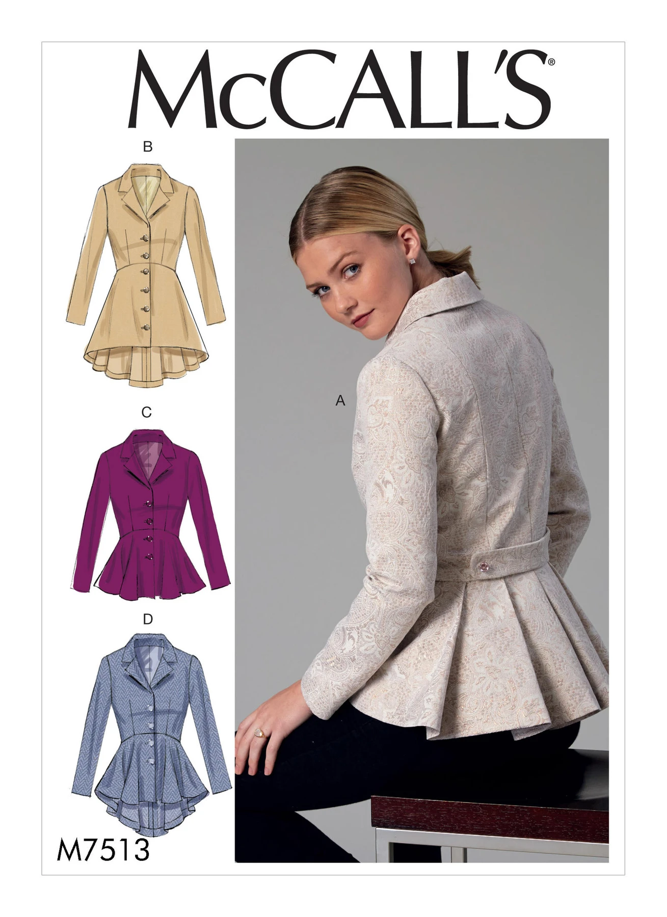 McCall's Sewing Pattern Misses' Notch-Collar, Peplum Jackets (PDF) 1 McCall's Sewing Pattern Misses' Notch-Collar, Peplum Jackets (PDF)