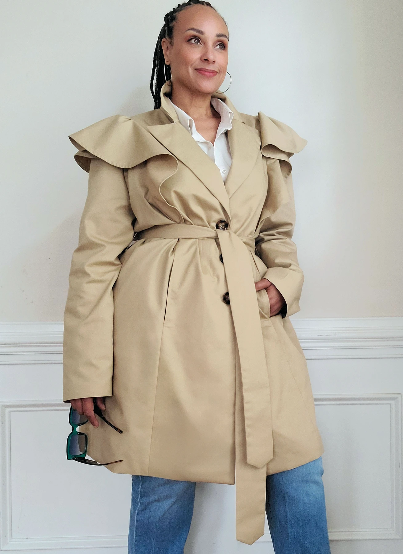 Know Me Sewing Pattern Misses' Single Breasted Trench Coat with Shoulder Flounce and Belt by Keechii B Style (PDF) 2 Know Me Sewing Pattern Misses' Single Breasted Trench Coat with Shoulder Flounce and Belt by Keechii B Style (PDF)