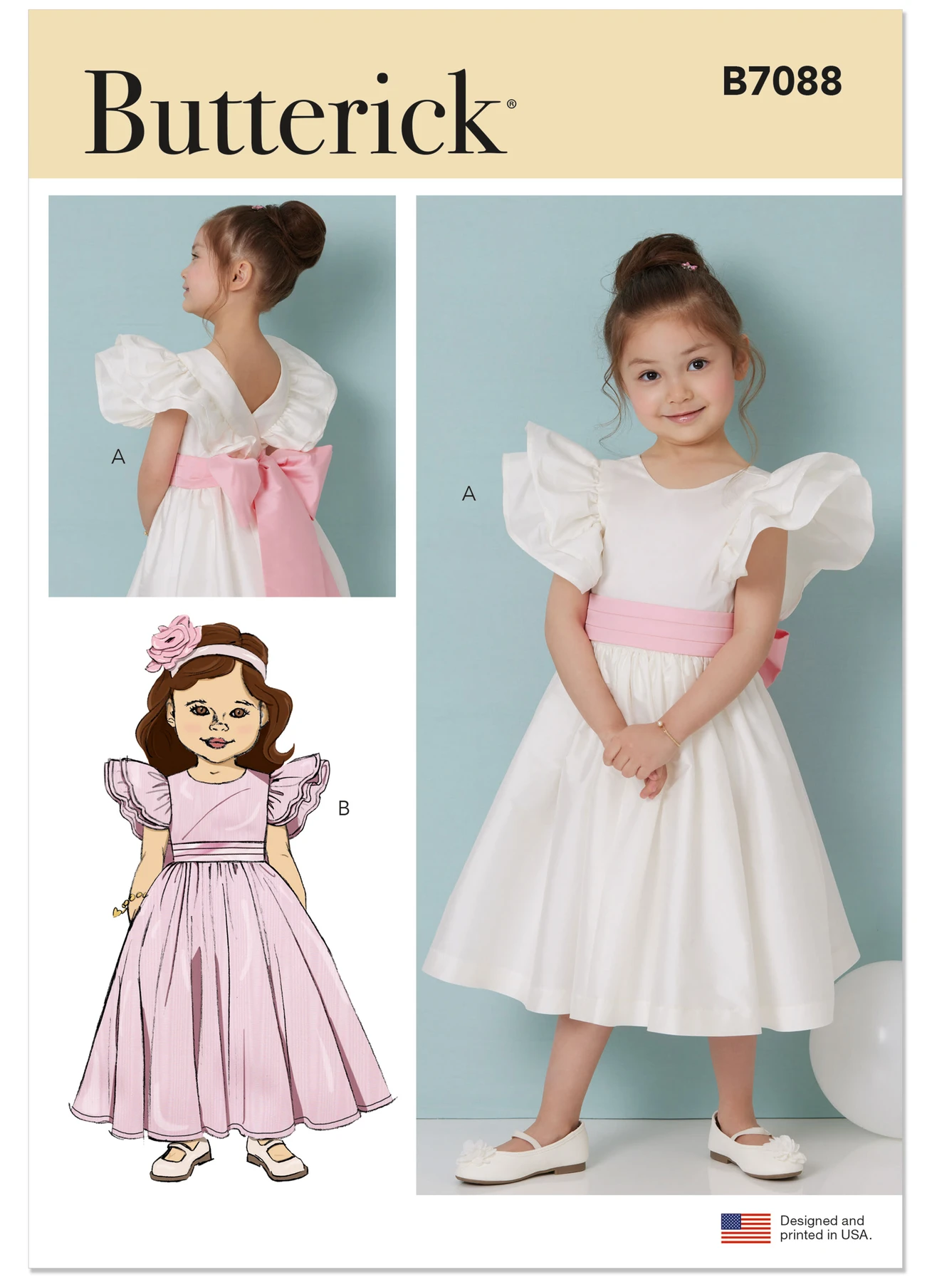 Butterick Sewing Pattern Children's Dress in Two Lengths and Tie Belt 1 Butterick Sewing Pattern Children's Dress in Two Lengths and Tie Belt