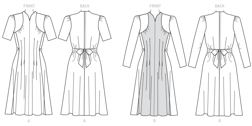 Butterick Sewing Pattern 1940s Misses' Dresses with Shoulder and Bust Detail, Waist Tie, and Sleeve Variations 8 Butterick Sewing Pattern 1940s Misses' Dresses with Shoulder and Bust Detail, Waist Tie, and Sleeve Variations