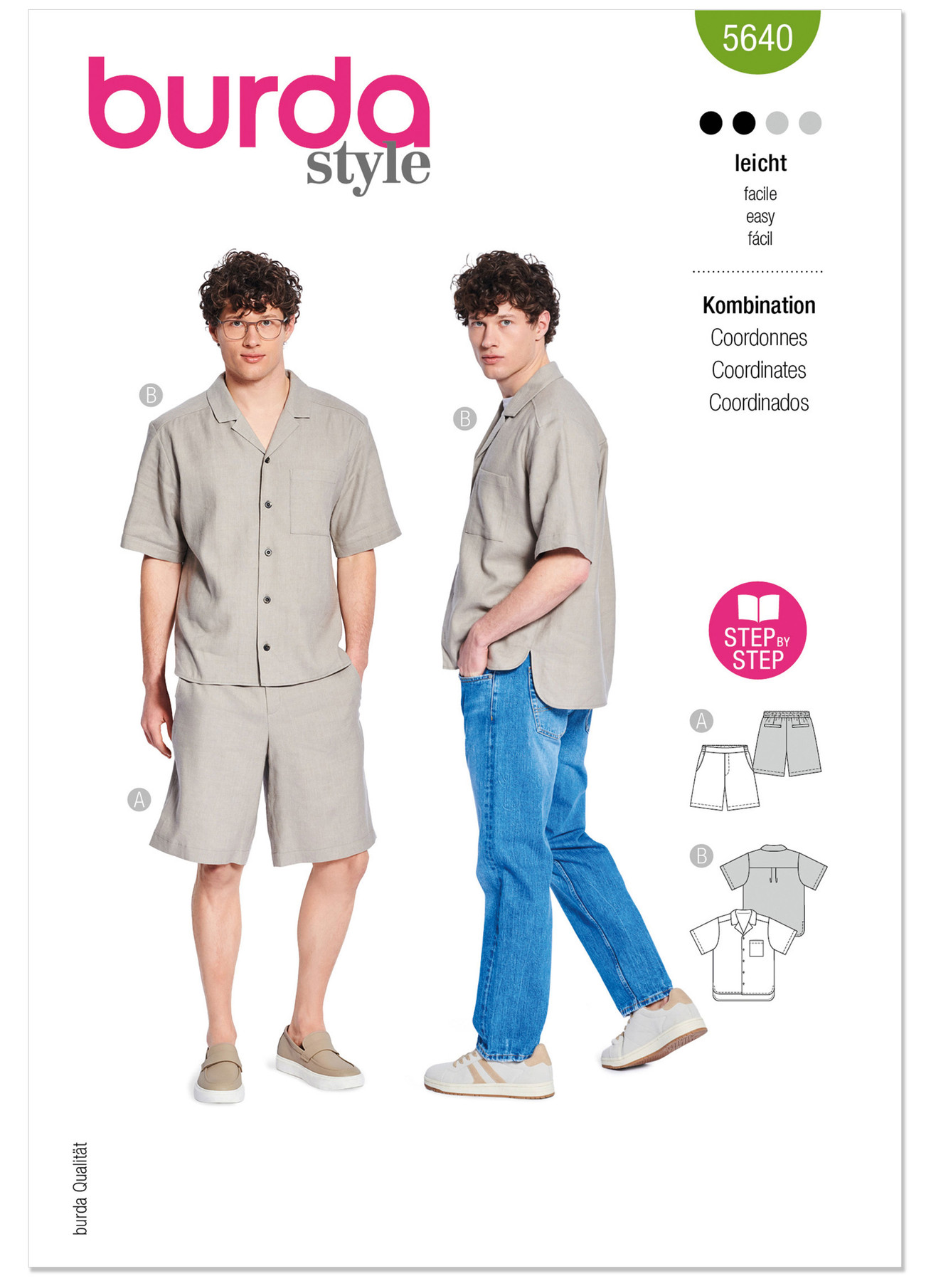 Burda Style Pattern 5640 Men's Shirt and Shorts 1 Burda Style Pattern 5640 Men's Shirt and Shorts