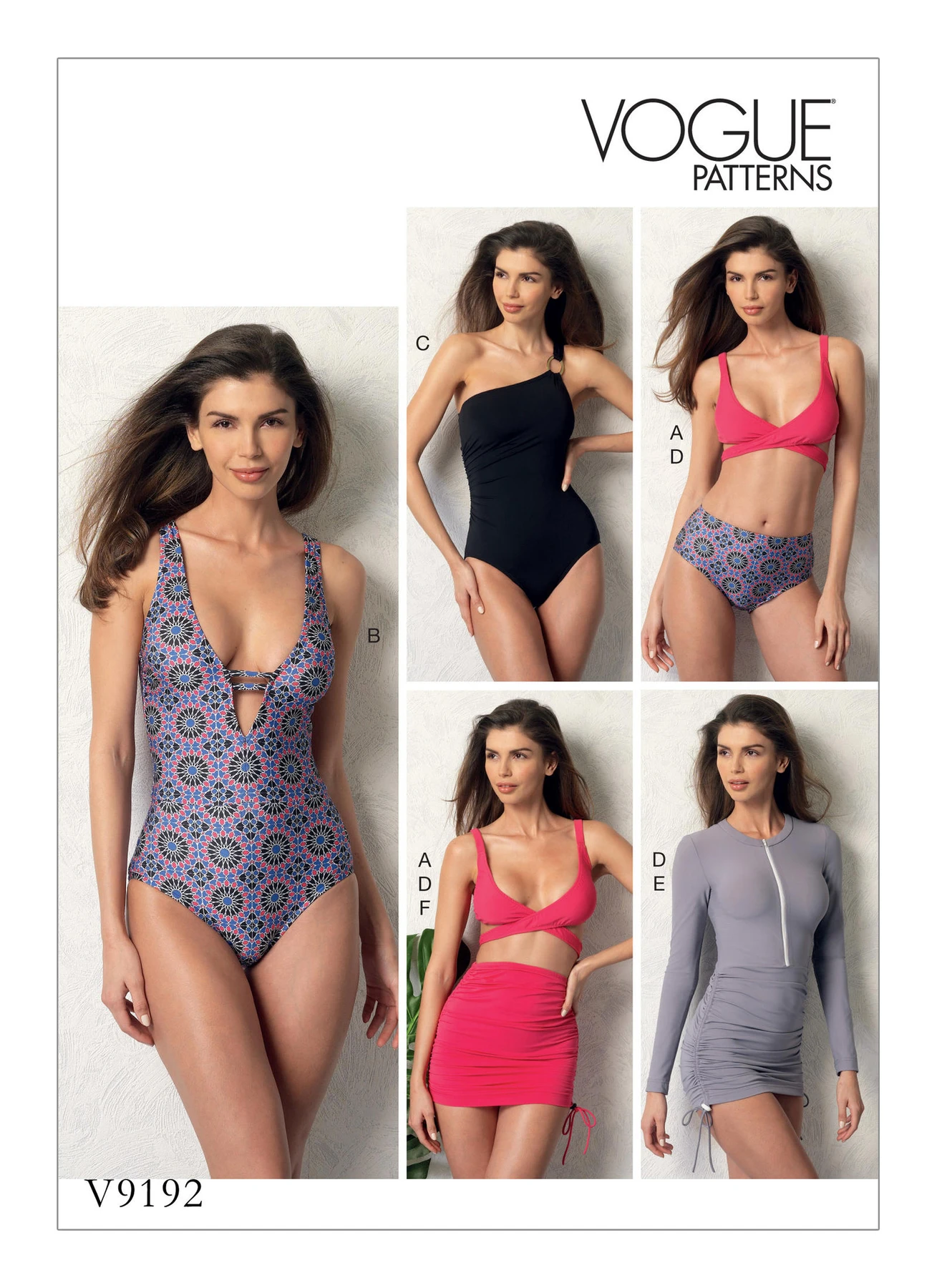 Vogue Patterns Misses' Wrap-Top Bikini, One-Piece Swimsuits, and Cover-Ups