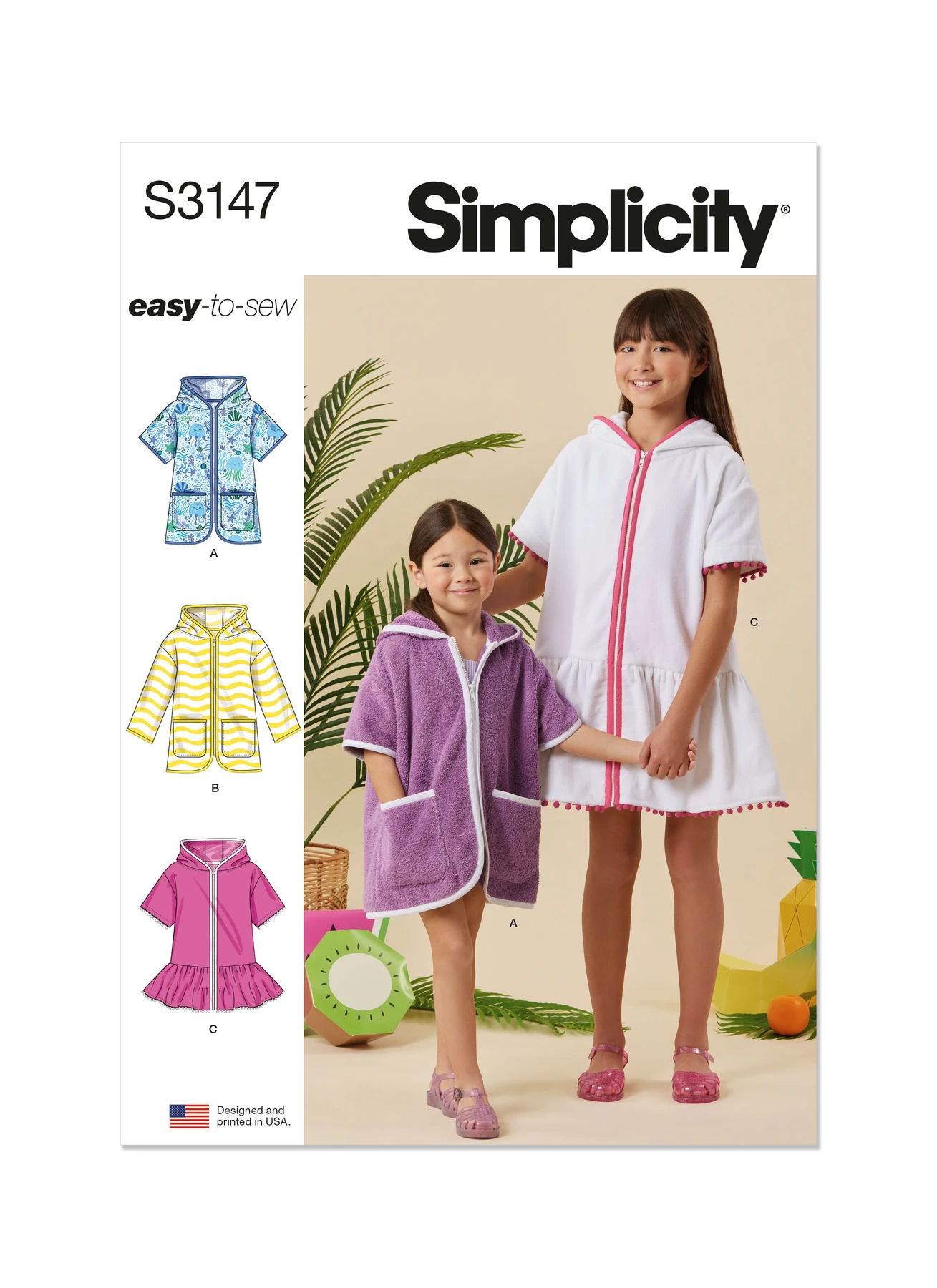 Simplicity Sewing Pattern Children's and Girls' Hooded Cover Up (PDF) 1 Simplicity Sewing Pattern Children's and Girls' Hooded Cover Up (PDF)