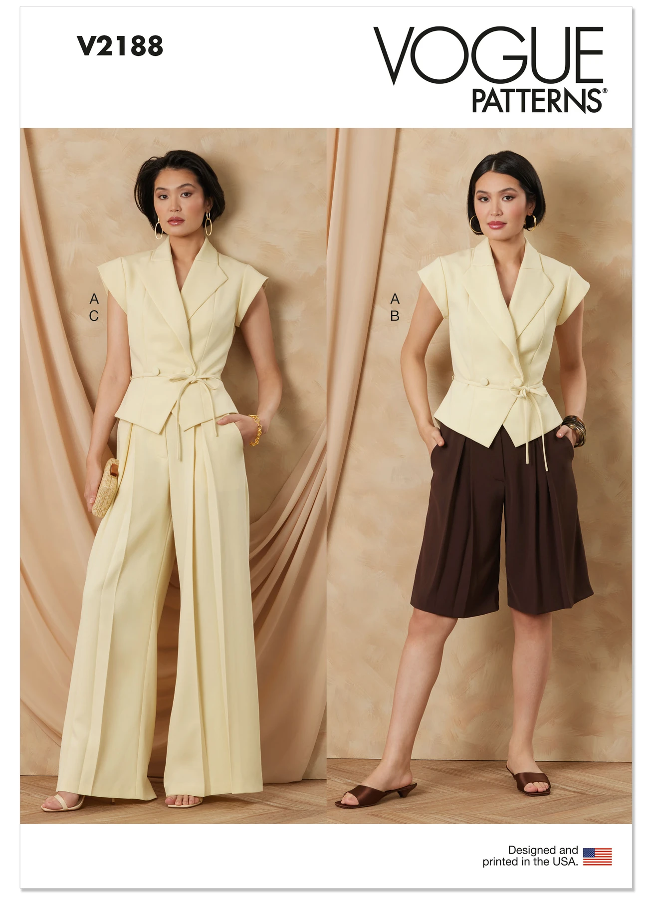 Vogue Patterns Misses' Structured Top With Tie Belt, Shorts And Pants 1 Vogue Patterns Misses' Structured Top With Tie Belt, Shorts And Pants