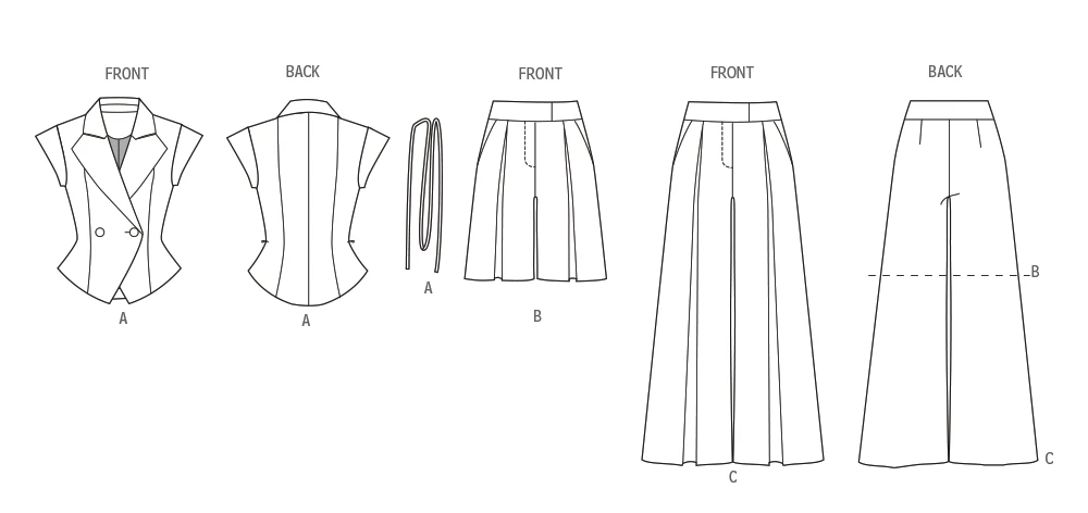 Vogue Patterns Misses' Structured Top With Tie Belt, Shorts And Pants 10 Vogue Patterns Misses' Structured Top With Tie Belt, Shorts And Pants