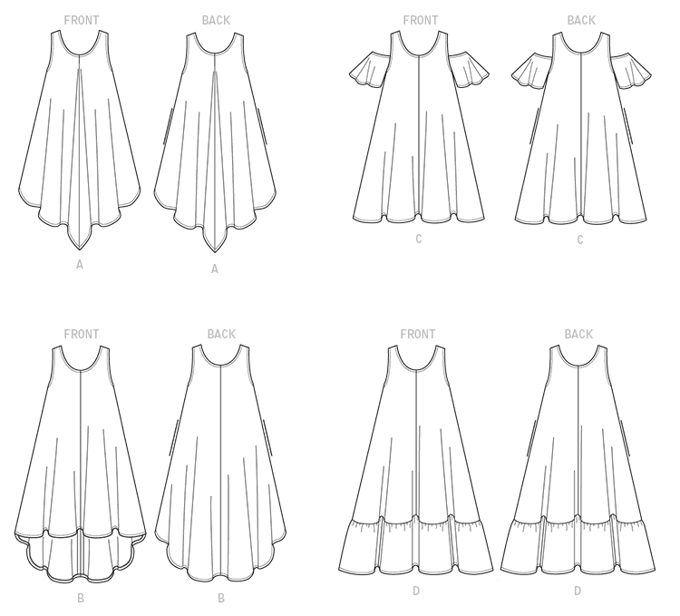 Butterick Sewing Pattern Misses' Sleeveless and Cold-Shoulder Tent Dresses 8 Butterick Sewing Pattern Misses' Sleeveless and Cold-Shoulder Tent Dresses