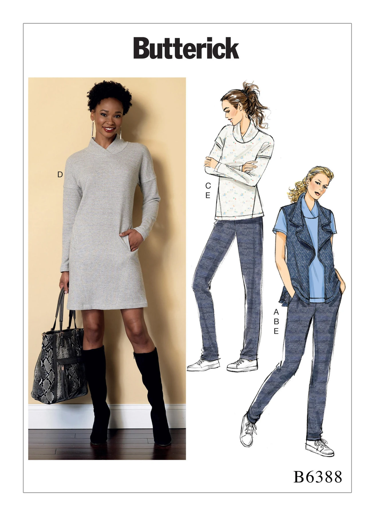 Butterick Sewing Pattern Misses' Lapped Collar Tops and Dress, Draped Collar Vest, and Pleated Pants (PDF) 1 Butterick Sewing Pattern Misses' Lapped Collar Tops and Dress, Draped Collar Vest, and Pleated Pants (PDF)